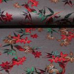 Tissu habillement  - Fleurs sauvages - gris