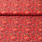 Popeline de coton - Fleurs de Noël - rouge