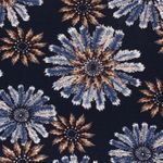 Modestoff - Federblüten Navy Hellblau