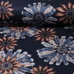 Modestoff - Federblüten Navy Hellblau