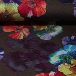 Modestoff - Bunte Blumen Grau Melange