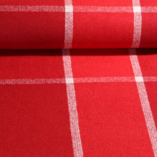 Tissu manteau - carreaux rouge