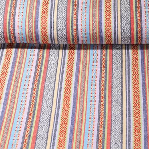 Toile - Tissu mexicain rayé Bleu