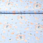 Bio Baumwoll Musselin - Zirkus Hellblau Glatte Struktur