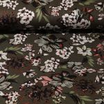 Tissu mode - rameaux de fleurs vert