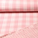 Mousseline de coton - double gaze double face carreaux rose blanc