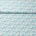 Baumwollstoff Webware - Digitaldruck Blumenmeer Ecru Türkis