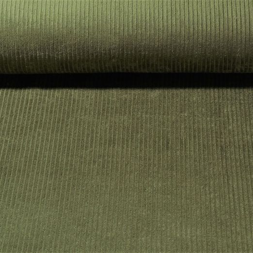 Velours côtelé Carole - effet lavé 4,5mm vert olive