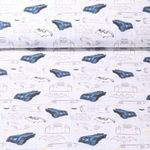 Baumwollstoff Webware - Digitaldruck Batman Auto Weiß