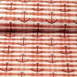 Sweat d'été - Impression digitale French Terry Ancres Rouge sweat bouclette