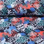 Sommersweat - French Terry Korallen Navy Schlingenstruktur