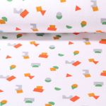 Stretchfrottee - Bausteine Weiß Bedruckt