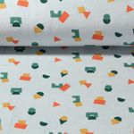 Stretchfrottee - Bausteine Blau Bedruckt