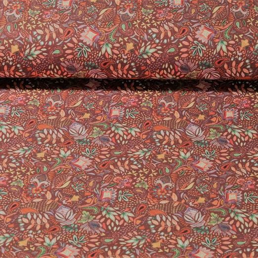 Sommersweat - Digitaldruck French Terry Paisley Terracotta Schlingenstruktur