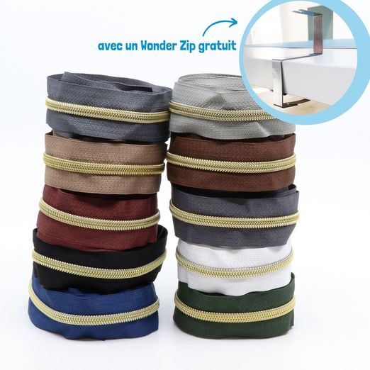 DORÉ - Lot 'Basique' de 10 - Fermetures éclair nylon métallisé 6,5mm 