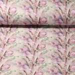 Baumwoll Musselin - Digitaldruck Wildblume Taupe Glatte Struktur