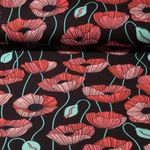 Jersey - Amour Hambourgeois Wonderland Poppies Marron Chocolat