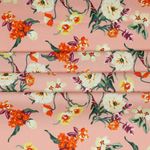 Coton enduit – fleurs vieux rose