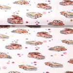 Jersey - Impression numérique Voitures fleuries Blanc