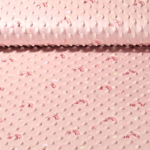 Fleece Minky - Digitaldruck Regenbogen Rosa