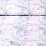 Viscose - Impression numérique Flamants roses Blanc