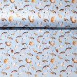 Baumwolle - Satin Wasservögel Hellblau