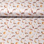 Baumwolle - Satin Wasservögel Hellgrau