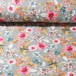 Jersey Pique - Super Stretch Blumen Dunkelmint