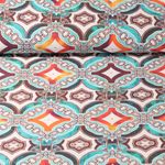 Tissu extérieur - Orient Ecru Bleu pétrole Enduit de Téflon