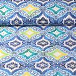 Outdoorstoff - Orient Ecru Blau Teflonbeschichtet