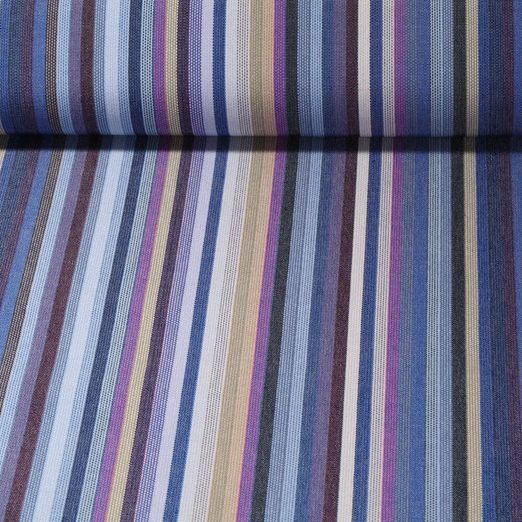 Tissu d´extérieur - Revêtement téflon Rayures multicolores Bleu