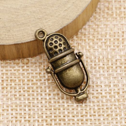 Charm - pendentif - microphone - laiton - 1 pièce