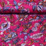 Jersey viscose - Fleurs et feuilles Fuchsia
