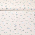 Baumwolle Popeline - Blätterzweig Weiß Blau
