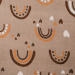 Fleece - Kuschelfleece Doubleface Regenbogen und Herzen Hellbraun