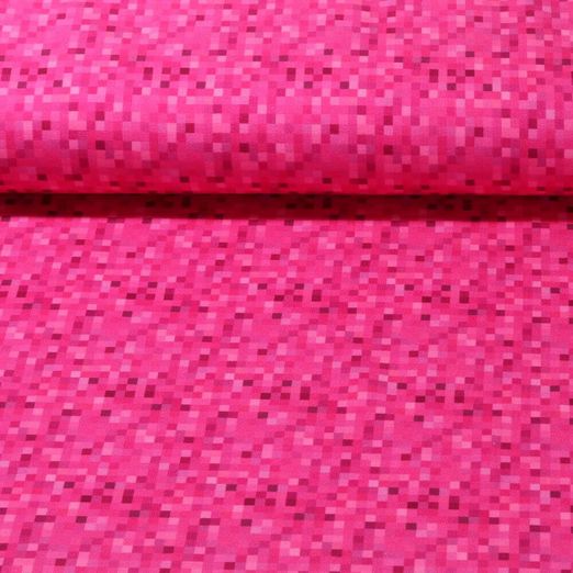 Sommersweat - French Terry Digitaldruck Pixel Fuchsia Schlingenstruktur