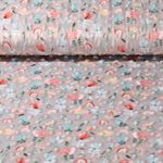 Polaire Minky - Impression numérique Fleurs et arc en ciel Gris clair