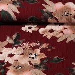 Viscose - Elastique Crépon Fleurs Bordeaux-0