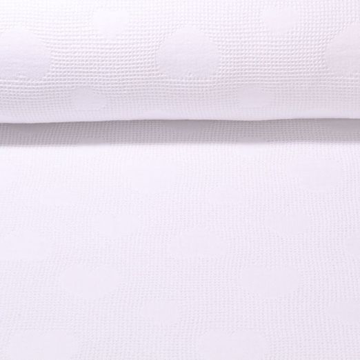 Baumwolle Waffel - Jacquard Herzen Weiß