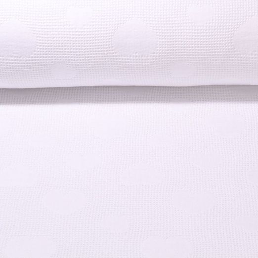 Coton gauffré - Jacquard Coeurs Blanc