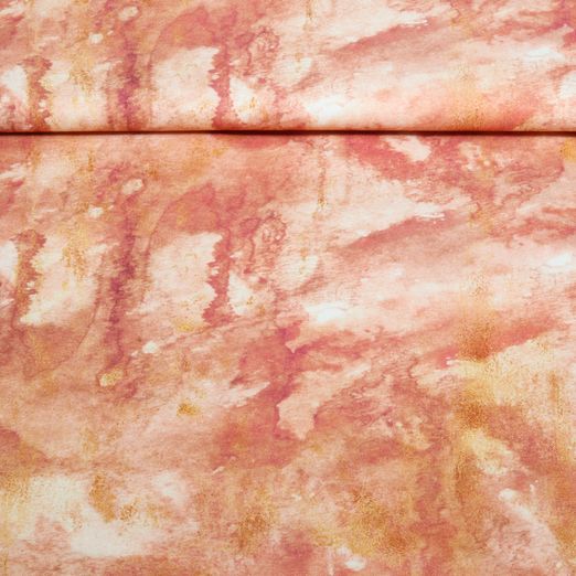 Baumwoll Canvas - Digitaldruck Marmor Lachs Gold