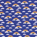 Sommersweat - French Terry Wolke und Regenbogen Blau Schlingenstruktur