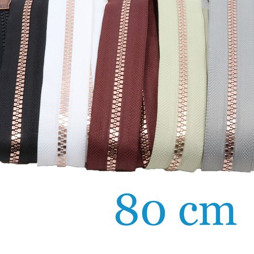 CUIVRE Fermeture éclair métallisées pour vestes séparables 80cm - 5 pc