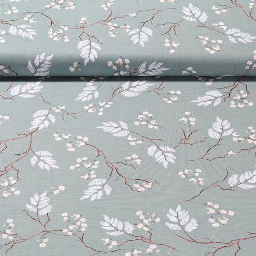 Coton Gütermann - Collection brillante Branches fleuris Vert menthe