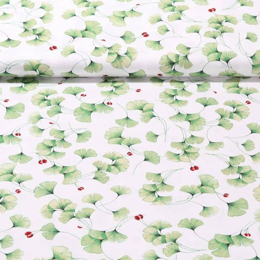 Coton Gütermann - Collection brillante Feuilles de ginkgo Blanc