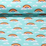 Sommersweat - French Terry Wolke und Regenbogen Mint Schlingenstruktur