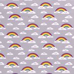 Sommersweat - French Terry Wolke und Regenbogen Grau Schlingenstruktur