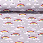 Sommersweat - French Terry Wolke und Regenbogen Grau Schlingenstruktur