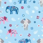 Jersey - Bunte Elefanten Hellblau