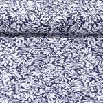 Hosenstoff - Bengaline Blätter Marine Weiß